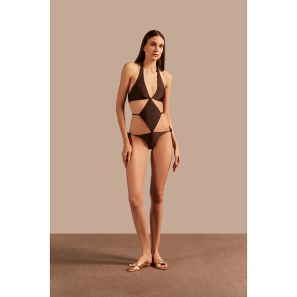 Adriana Degreas Solid Cut Out Swimsuit Cofffee Brown Womens Size Small - Picture 1 of 8